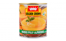 Golden Crown Mango Pulp Alphonso (Sweetened)   Tin  850 grams